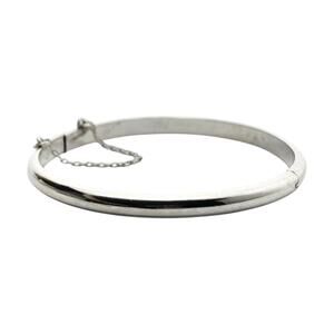 1970s Vintage .925 Sterling Silver Minimalist Hinged Hollow Bangle Bracelet 8”